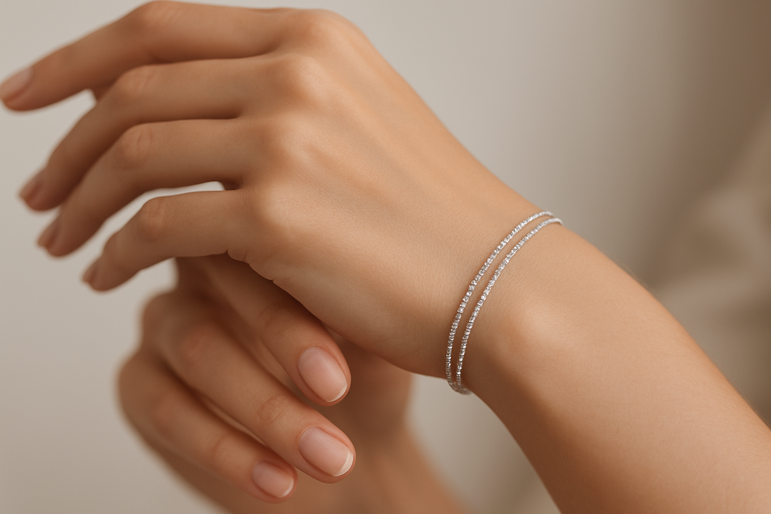 Diamond stone thin layer bracelet on a modal